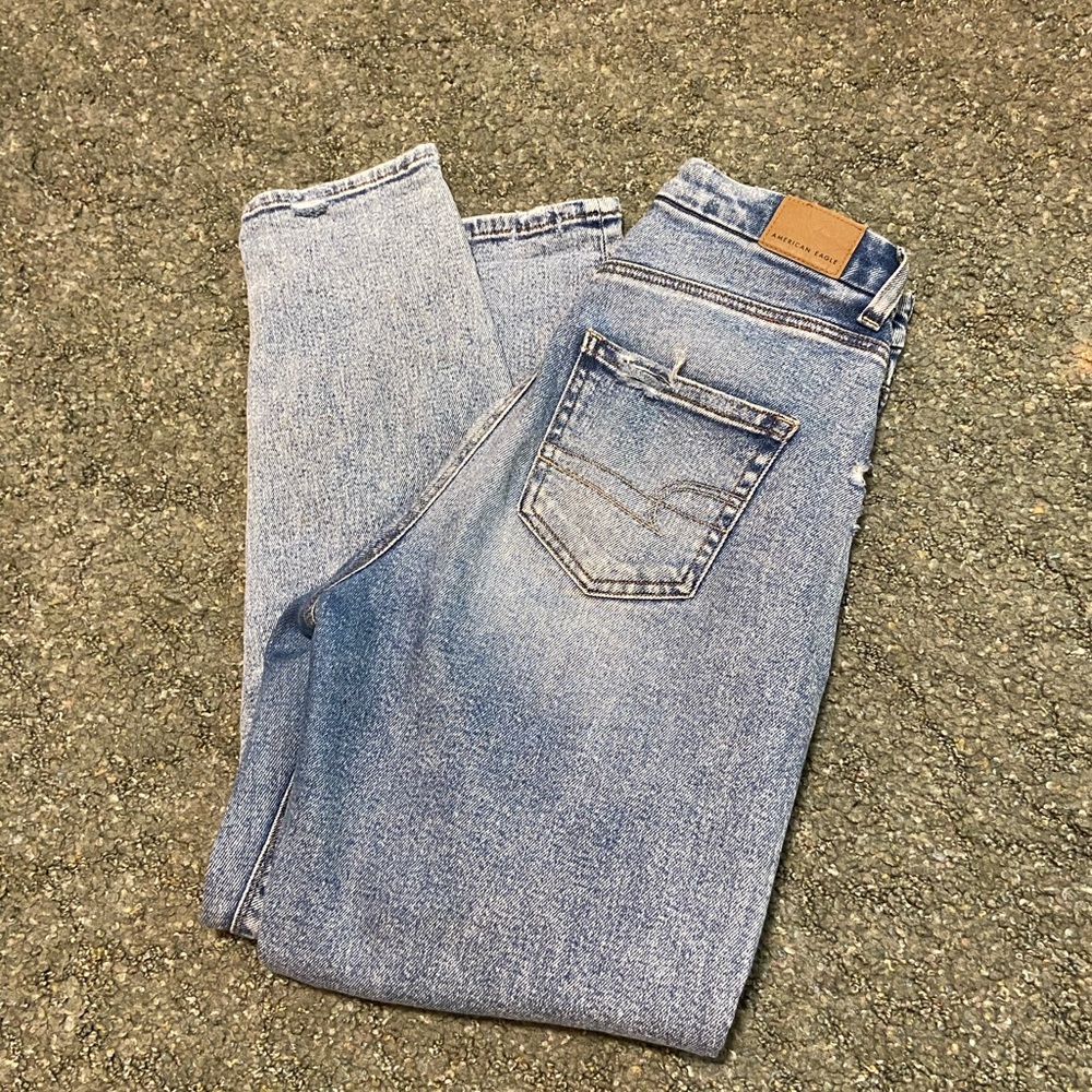 AE stretch mom jeans